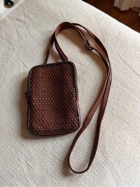 Leather Brown Woven Crossbody